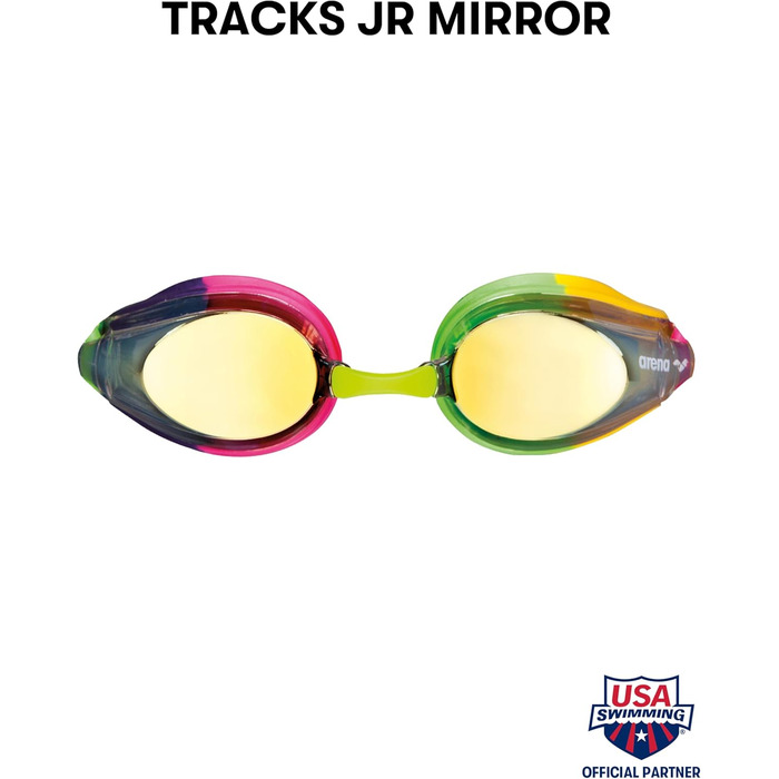Дитячі дзеркальні окуляри для плавання Arena Tracks Junior, антифог, UV-захист, 4 змінних носових упори, силіконові ущільнювачі, для змагань