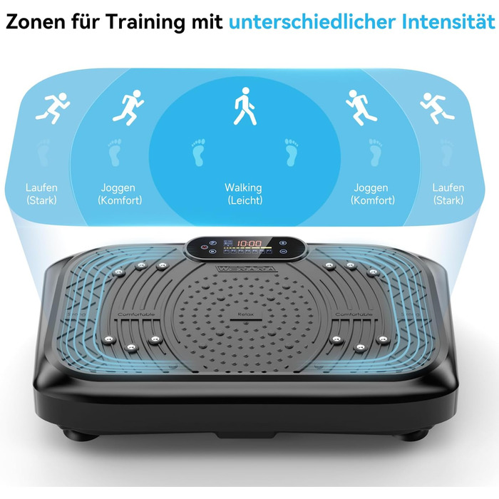 Віброплатформа з керуванням через додаток, пультом та LED-дисплеєм, до 220 кг, 199 рівнів вібрації для дому, Bluetooth, гуми для тренувань, 200W