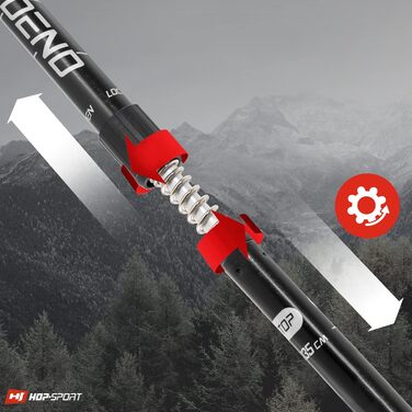 Трекінгові палиці Hop-Sport HS-0135TP для Nordic Walking з телескопічною ручкою та амортизатором (чорні)