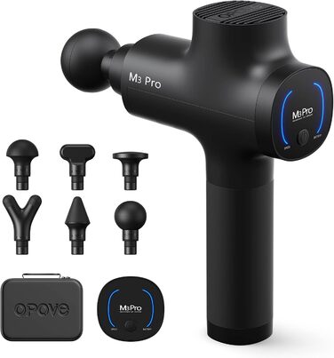 Масажний пістолет OPOVE M3 Pro 2, 2500 об/хв, 2600 мА·год, 5 режимів, LED-дисплей, 12 мм амплітуда, для зняття м'язового болю, чорний