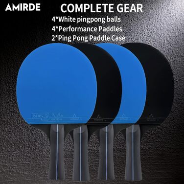 Набір пінг-понгових лопаток DHS 4 шт. з сумкою, гумою та м'ячами