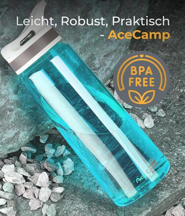 Пляшка для води AceCamp Tritan 750 мл, синя, з трубочкою, BPA-free, герметична, для спорту (2 шт.)