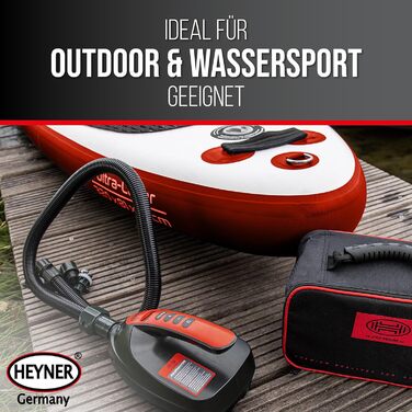 Електричний повітряний компресор HEYNER® SUP 16 PSI для відпочинку та активного відпочинку на природі (12V, KFZ)