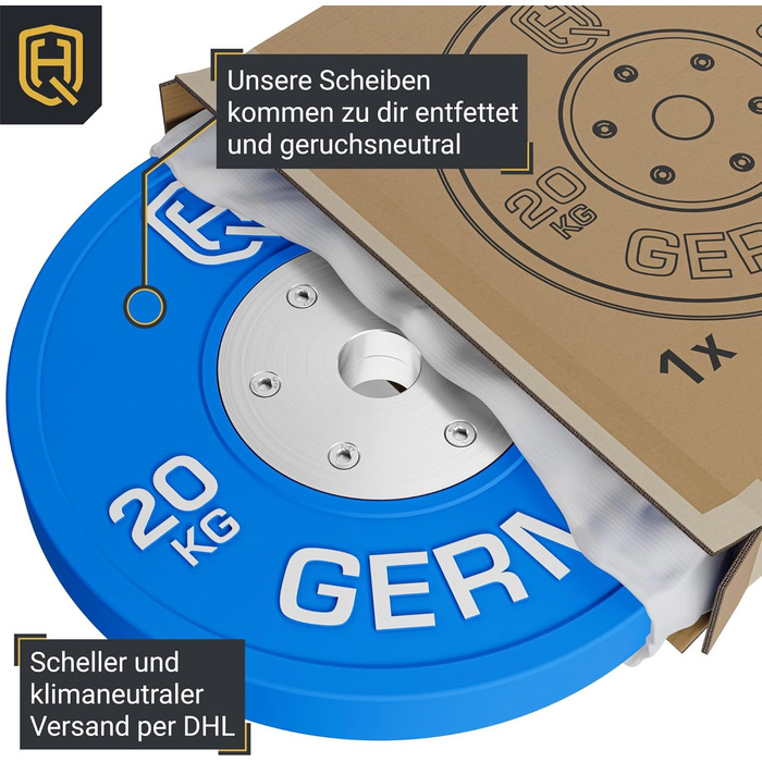 Комплект дисків HQ Germany 100 кг для штанги, 50 мм, IWF, для змагань, REACH, 2×5-20 кг