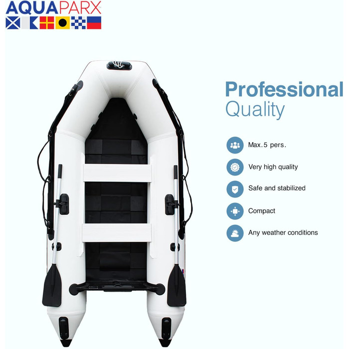 Надувний човен AQUAPARX 330PRO MKIII білий для риболовлі, 5 осіб, вантажопідйомність 450 кг, стійкий, швидкий, для будь-якої погоди, під підвісний мотор