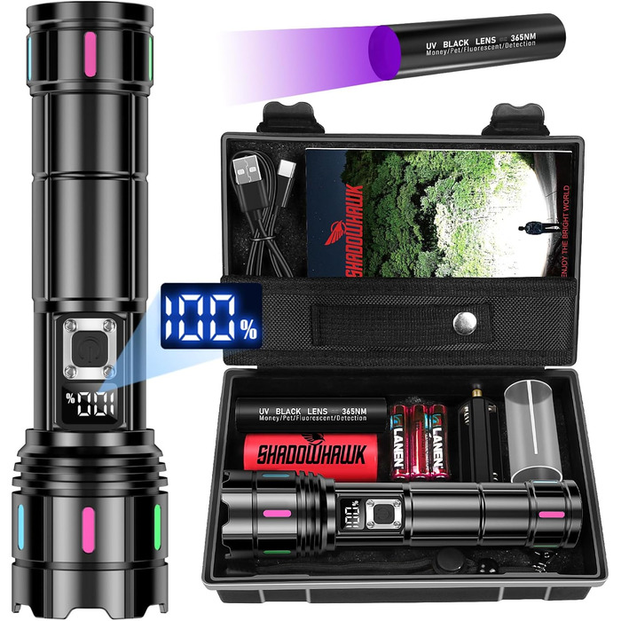 Ліхтар Shadowhawk XHM90.2 LED 1000000 Люмен, 30W, USB-C, IP67, LCD, чорний