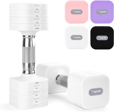 Набір гантелей Fragraim 5 кг x 2 (регульовані) для фітнесу вдома, силові тренування, обладнання для жінок та чоловіків (білі)