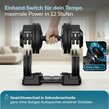 Штанга Skandika Hanteln Paino: Регульований набір гантелей 1.5-24 кг, штанга, гиря, диски. Для дому та спортзалу (3-в-1)