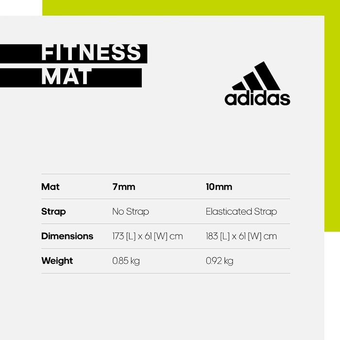 Adidas фітнес-мат для дому, нековзкий килимок для гімнастики, тренувань і фітнесу, товщина 7 мм або 10 мм