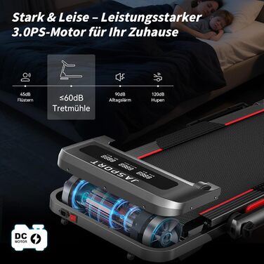 Біговий тренажер JASPORT H з нахилом 12°, 2-в-1 Walking Pad до 14 км/год, двигун 3.0HP, 18 програм, сенсорний та пульт дистанційного керування, Dual LED, складний 157 мм, Bluetooth App Zwift/Kinomap, для дому та офісу (GL3H)