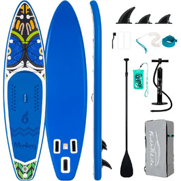 Надувна SUP-дошка Funwater 335x82x15 см для дорослих і дітей з насосом, веслом, плавниками, водонепроникним чохлом для телефону та страховочним шнуром