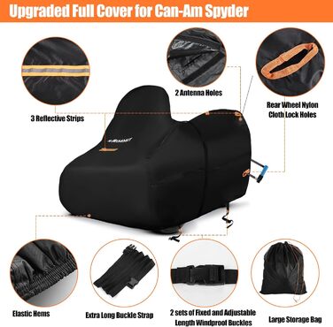 Чохол для триколісного мотоцикла Trike, водонепроникний, 420D Oxford, Honda Trike Shelter, 300x150x120 см