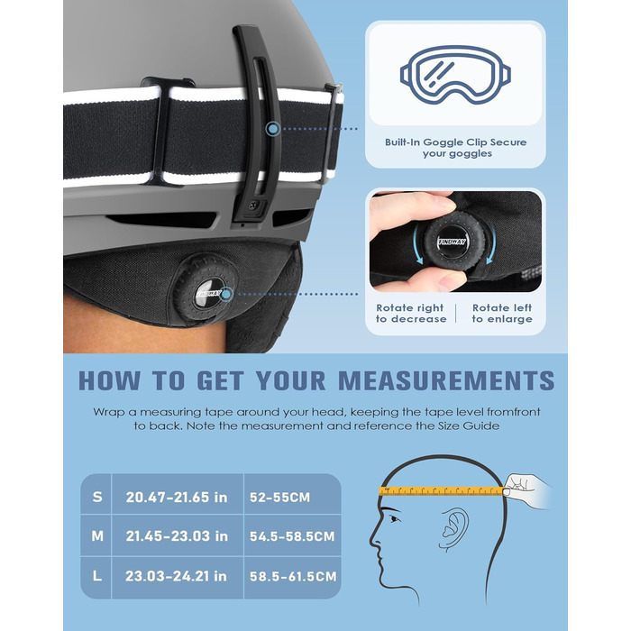 Шолом гірськолижний Findway для чоловіків та жінок, унісекс, з вентиляцією, для катання на лижах/сноуборді, розмір L (59-63 см), колір A2-Titangrau