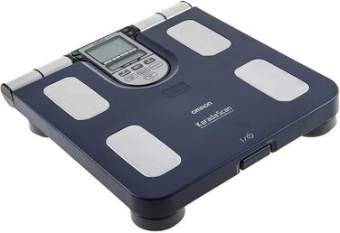 Ваги OMRON BF511: аналізатор складу тіла з визначенням жиру та м'язової маси. 8 сенсорів, вимірювання від руки до стопи, до 150 кг, для дорослих та дітей від 6 років. Колір: блакитний, 1 шт.