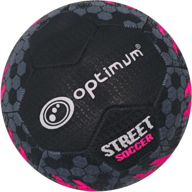 М'яч для вуличного футболу Optimum Unisex - високоякісний, зносостійкий, корейський гума, довговічний протектор, для бетону та асфальту, універсальний, багатокольоровий (3, чорний / рожевий)