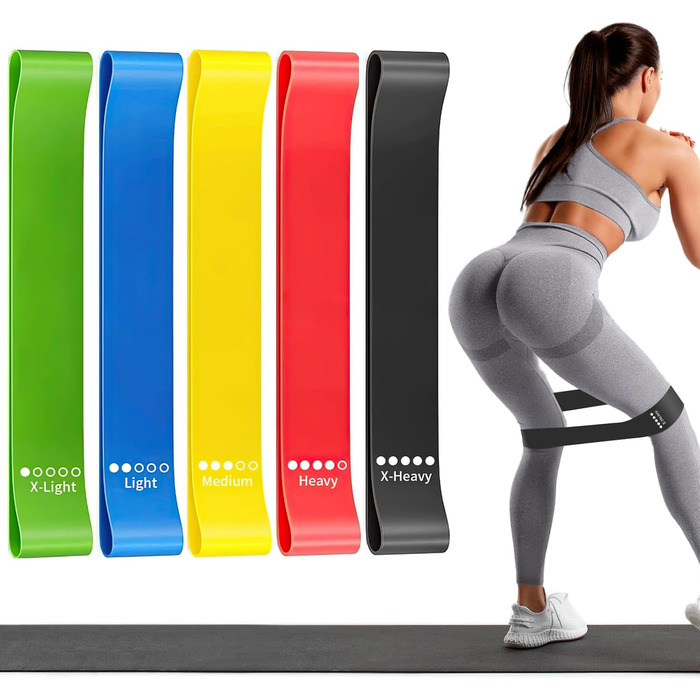 Набір еластичних стрічок для фітнесу (рожеві, 5 шт.)