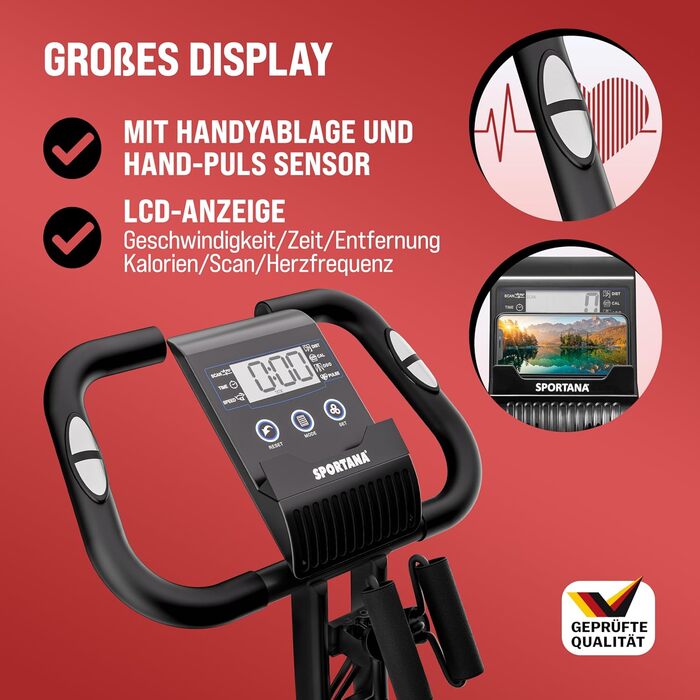 Електровелотренажер SPORTANA® EAGLE 3-в-1: складаний, з LCD-дисплеєм, регулювання висоти, фітнес-гумки | Hometrainer, Indoor Bike