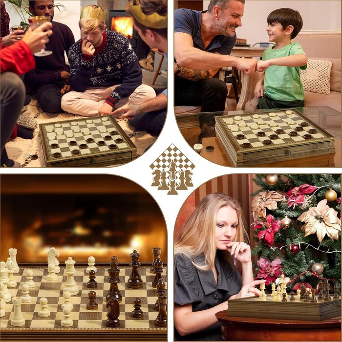 Шахи магнітні 2 в 1 Peradix з шахами-шашками з дерева, 32 см, з ящиком для фігур, для дітей та дорослих