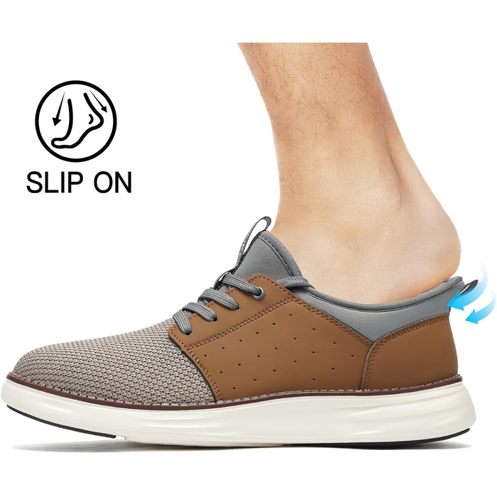 Чоловічі Slip-On кросівки: дихаючі, шнурівка, для ходьби, фітнесу, спорту, відпочинку та бізнесу (42.5 EU, Коричневий)