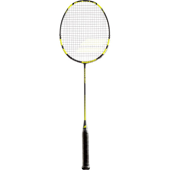 Бадмінтонна ракетка Babolat Power Light, універсальна, чорна/жовта, з натягнутою струною, у комплекті чохол