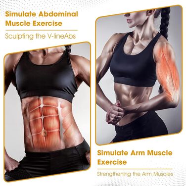 EMS масажер для тренувань, USB-зарядний пристрій для тренування пресу з електричною стимуляцією м'язів, 8 режимів & 19 інтенсивностей для живота, рук, стегон та ніг, для чоловіків та жінок