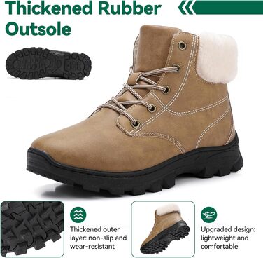 Зимові черевики чоловічі та жіночі – теплі, з підкладкою, зимові чоботи, чоботи для снігу, легкі, неслизькі, для активного відпочинку, трекінгу, снігу та повсякденного носіння, 38 EU, Хакі Gb189