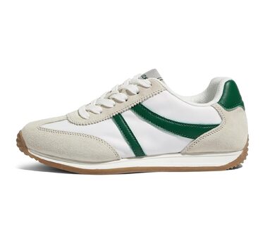 Жіночі ретро-кросівки LUCKY STEP - біло-зелені, 41 EU. Зручні повсякденні кросівки з протиковзкою підошвою та дихаючою підкладкою для міста