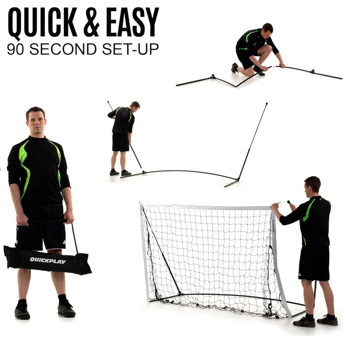 Футбольні ворота QUICKPLAY Kickster Pro 5x3' з базовою вагою для професійного тренування на газоні, штучному покритті чи траві, одиночне