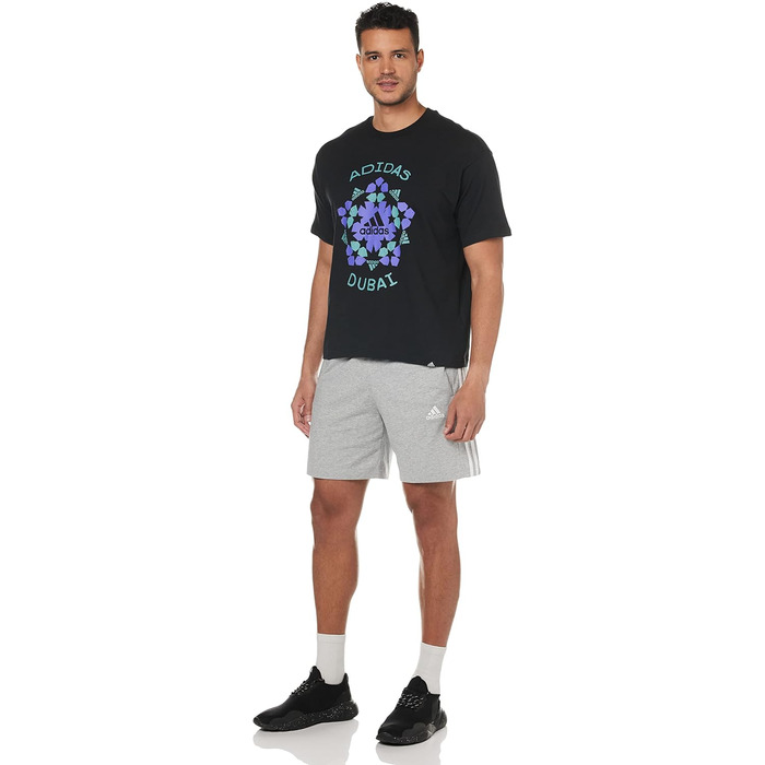 Чоловічі повсякденні шорти adidas Essentials French Terry 3-Stripes, сірі (Medium Grey Heather/White), розмір M