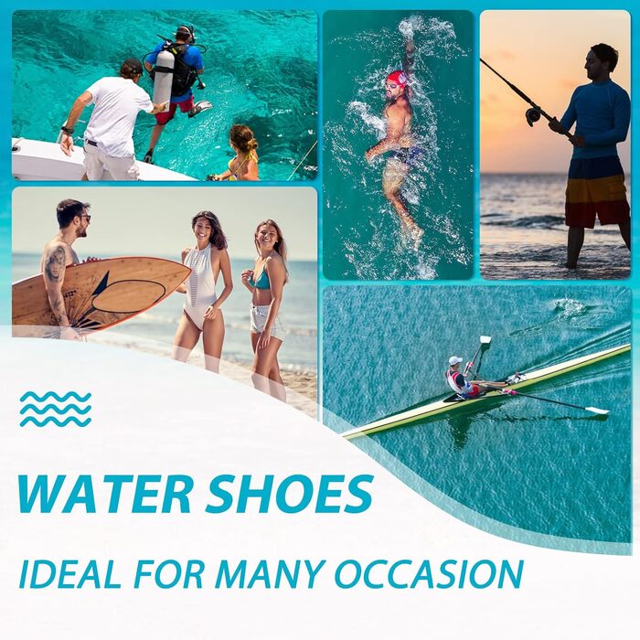 Шкарпетки для плавання та водних видів спорту: чоловічі та жіночі шкарпетки для пляжу, басейну та моря. Швидка сушка, дренажні отвори, унісекс, розміри 36-46 EU, колір блакитний