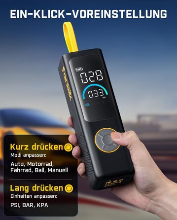 Електричний портативний компресор Fanttik X9 APEX 150 PSI з підсвіткою та Powerbank, швидке накачування шин для авто, мотоциклів, велосипедів і м'ячів