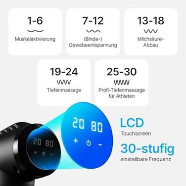 Масажер для м'язів Oryzom з 30 швидкостями: LCD-екран, 10 насадок для шиї, спини та тіла (Чорний)