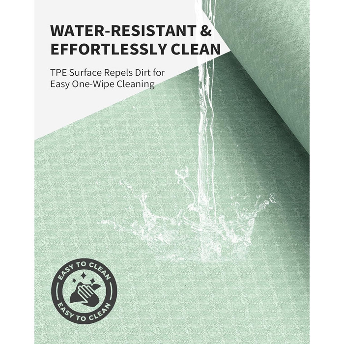 Килимок для йоги CAMBIVO XXL 183x122 см, товщина 6/8/10/12 мм, неслизький, TPE, для фітнесу, пілатесу, гімнастики, з рушником (183*122*0.6 см, м'ятний)