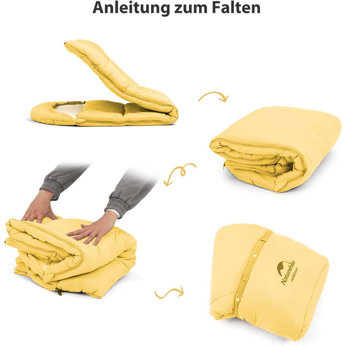 Дитячий спальний мішок Naturehike C300-Gelb для кемпінгу, подорожей, весни, літа, осені - бавовняний, легкий, теплий