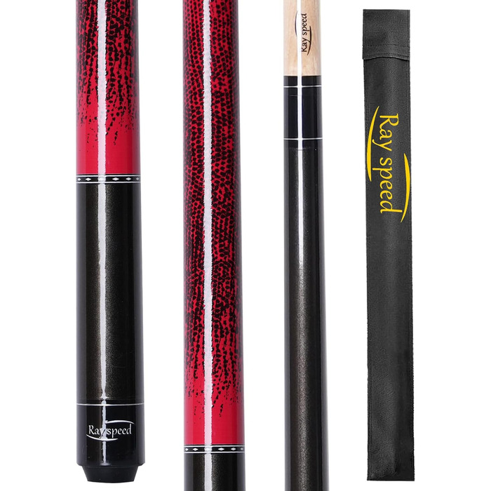 Професійний билькардний кий Ray Speed з 3D-друкованим грифом та наконечником 13 мм, для точної гри, низька деформація для покращеної точності, ідеальний для (Rot/Ausflug, однотонні (Getaway Solids))