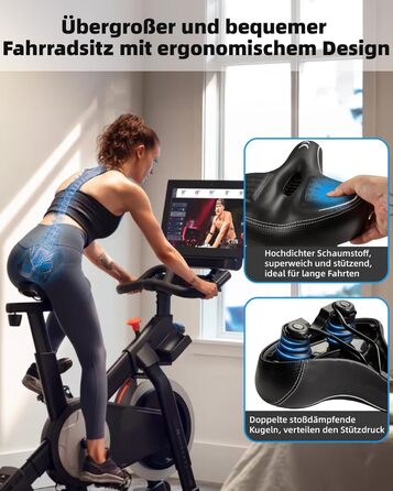 Зручний велосипедний сидіння з подвійною амортизацією, Memory Foam, для Peloton Bike, Mountain Bike, чоловіків та жінок, білий