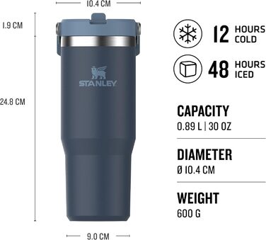 Термочашка Stanley IceFlow з трубочкою, 0,89 л – термокружка з кришкою та соломинкою, нержавіюча сталь, для напоїв