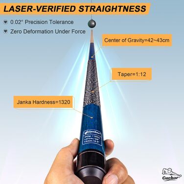 Більярдний кий CUEBAR, 147,3 см, 2-секційний з горіха, з наконечником 13 мм та льоновим грифом, для дому, для дорослих, 8 кольорів, 4 варіанти ваги (510 г, 538 г, 567 г, 595 г), колір: зелений (540 г) (синій)