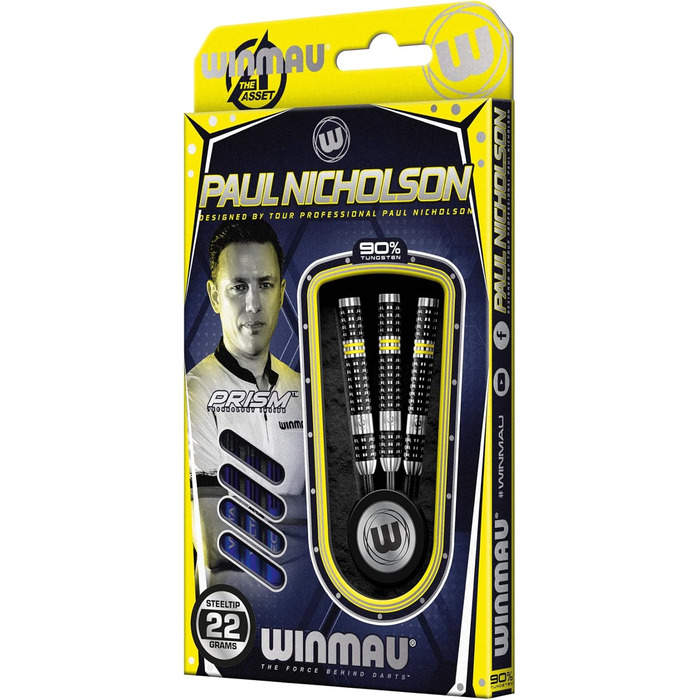 WINMAU Paul Nicholson 22 г вольфрамові професійні дротики з насадками та оперенням