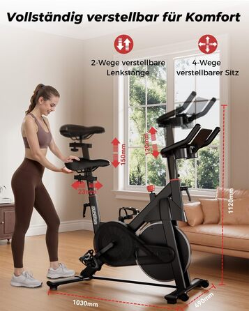 Велотренажер спінінг Heimtrainer Fahrrad з додатком, 15 кг маховика, чорно-червоний