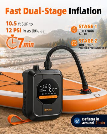 Насос електричний для SUP дошки 20 PSI з акумулятором 13500 mAh: портативний насос для SUP, каяка, човна, басейну та надувних виробів