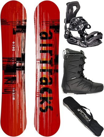 Набір сноубордиста AIRTRACKS: сноуборд Linear Camber Extra Wide, кріплення Master, черевики, сумка / 155, 159, 165, 168, 171 см, сноуборд 171 см, черевики Star Black 43