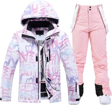 Модна жіноча гірськолижна куртка та штани, водонепроникні, вітронепроникні, кольорові, з принтом, рожевий, розмір L