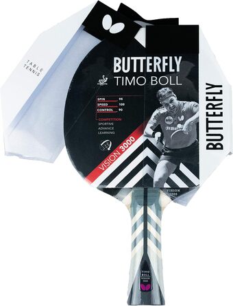 Професійна ракетка для настільного тенісу Butterfly Timo Boll Vision 3000, ITTF сертифікат, накладка Wakaba, анатомічна ручка, для досвідчених гравців