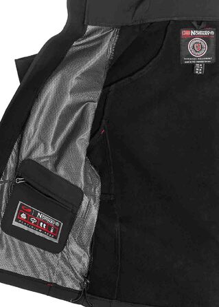 Чоловіча демісезонна куртка Geographica Norway Softshell — водонепроникна outdoor куртка для спорту та походів, колір чорний (розмір 5XL)