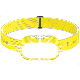 Кепка-ліхтар Blukar LED з 2 колірними температурами, перезарядна, 2000L, супер яскрава, з регулюванням яскравості та червоним світлом, з датчиком, 12 режимів, водонепроникна, 30+ годин роботи для відключень електроенергії/кемпінгу/бігу (жовта)