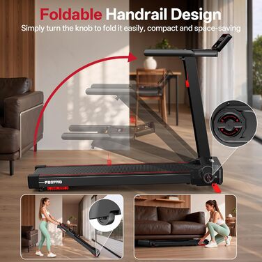 Біговий тренажер JOROTO з нахилом 10%, складаний, до 12 км/год, LED-дисплей, Bluetooth, 2.75 HP, для дому та офісу, до 130 кг