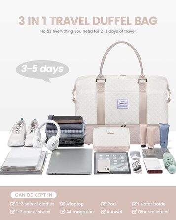 Спортивна сумка LOVEVOOK для жінок з відділенням для взуття, ручна поклажа, сумка для подорожей, вікенд, дуфл, сумка для подорожей, ручна поклажа, клінічна сумка, набір для пологів, для спортзалу, пляжу, сауни, кемпінгу, XL, 2 шт., Бежевий, Ніжний рожевий