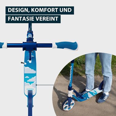 Самокат HUDORA BigWheel 205 Advanced Daydream Edition - до 100 кг, складаний, регульована висота - для дітей, підлітків та дорослих (Синій)