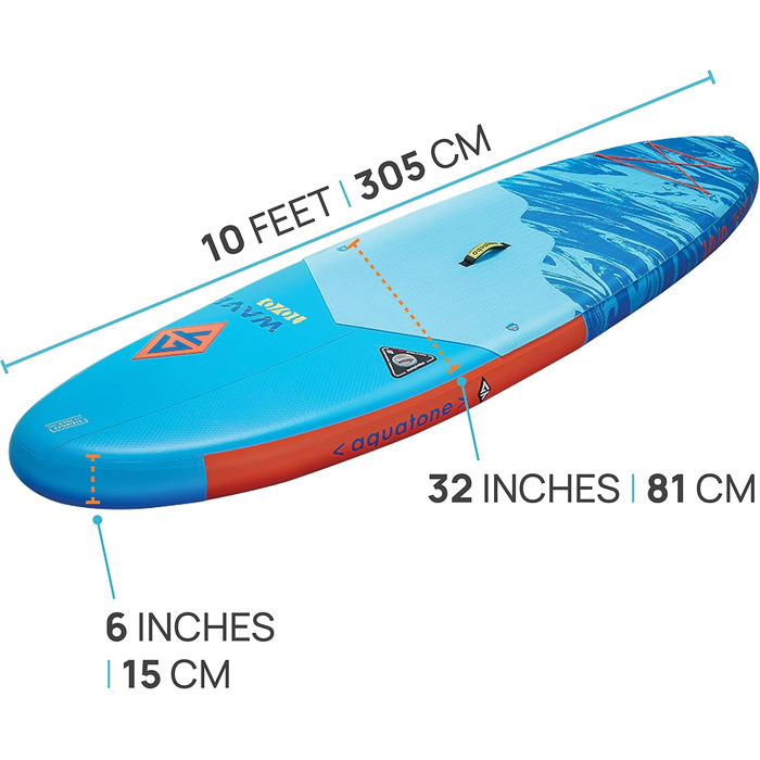 Надувна SUP-дошка AZTRON Aquatone Wave 10.0, 305x81x15 см, для серфінгу та веслування стоячи